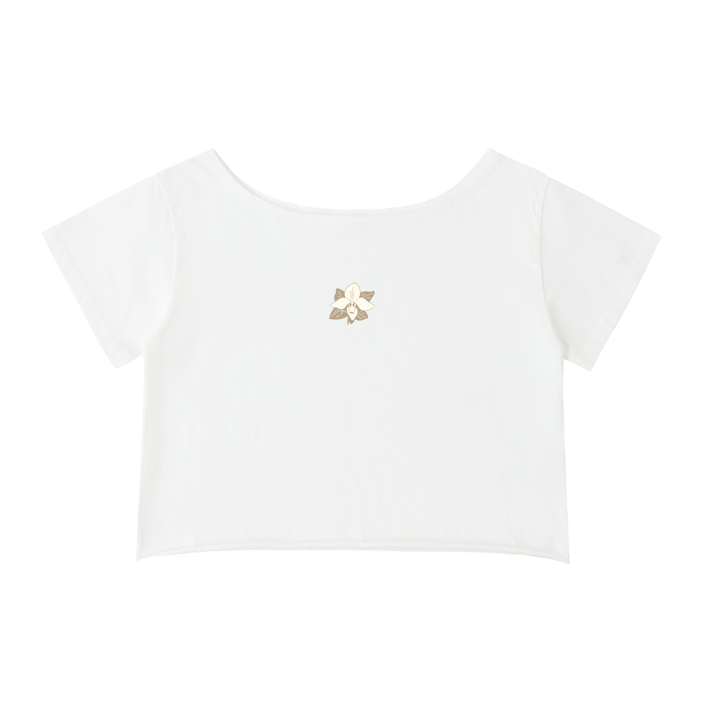 Off-Shoulder Rolled Hem Cotton T-Shirt